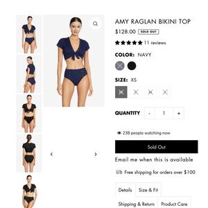 NWT Sold Out Robin Piccone Blue Crop Cut Out Bikini Top